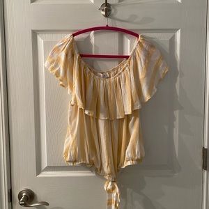 Low Shoulder Striped Crop Top